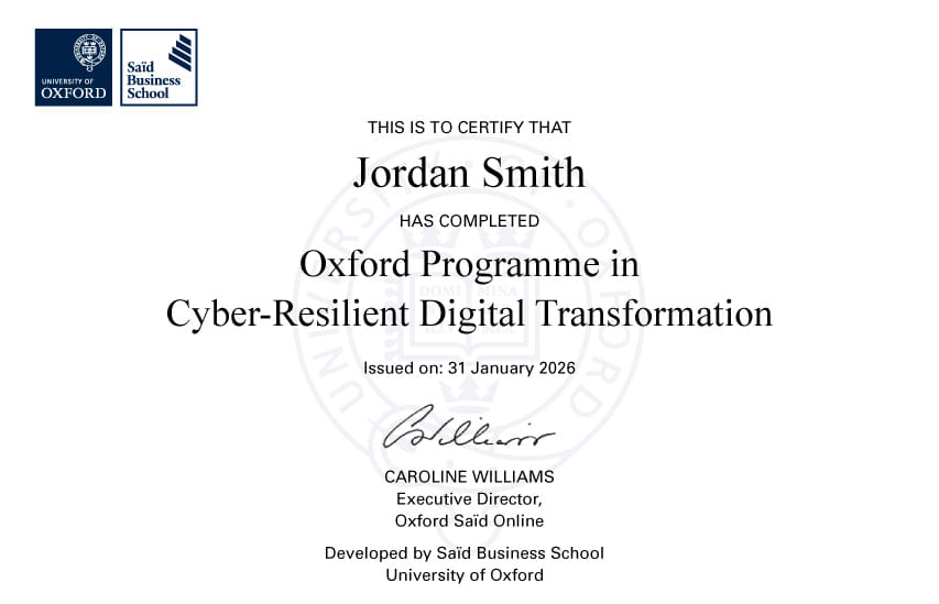 Illustrative certificate only