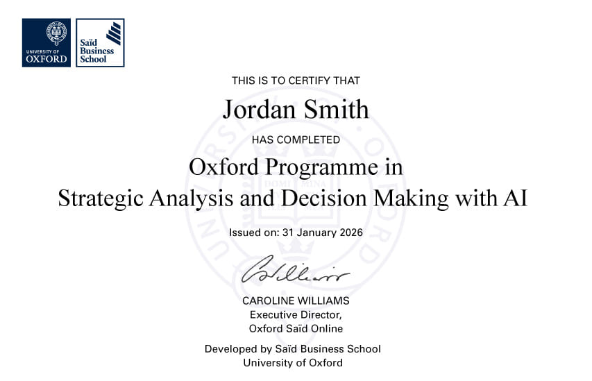 Illustrative certificate only