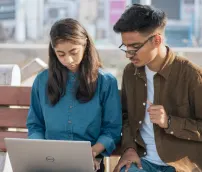 Students collaborating on campus