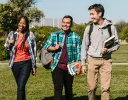 Students outdoors on campus