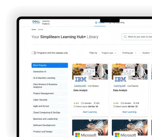 Simplilearn Learning Hub dashboard