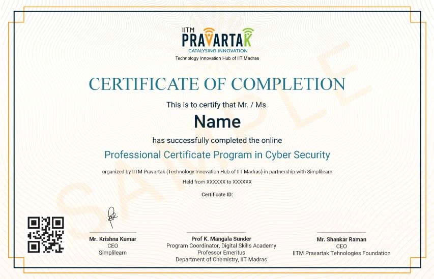 Professional Certificate Program in Cybersecurity | IITM Pravartak