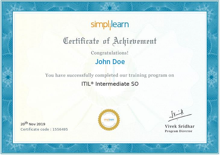 ITIL Intermediate SO Certificate