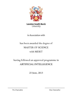 LSBU Certificate LSBU Certificate