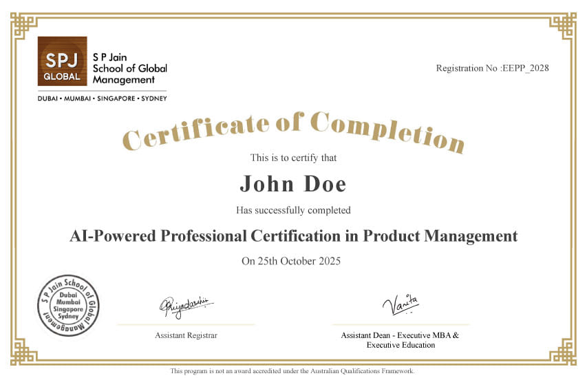 SP Jain Certification