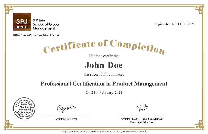 SP Jain Certification