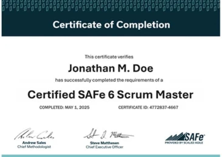 SAFe Scrum Master Certificate