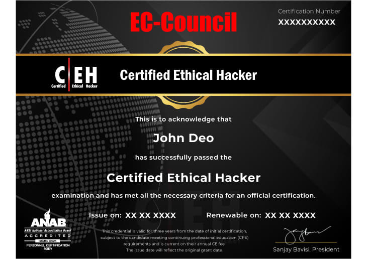 Certified Ethical Hacker Certificate