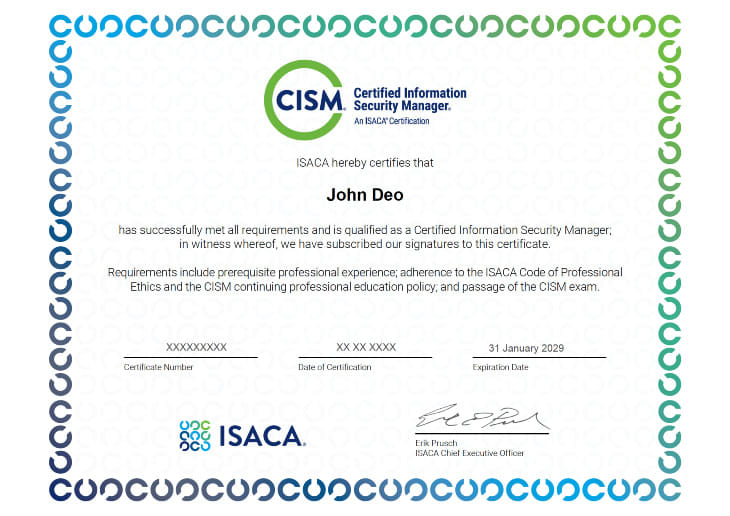 Certified Information Security Manager Certificate
