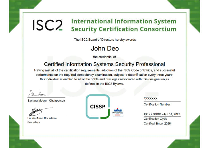 Certified Information Systems Security Professional Certificate