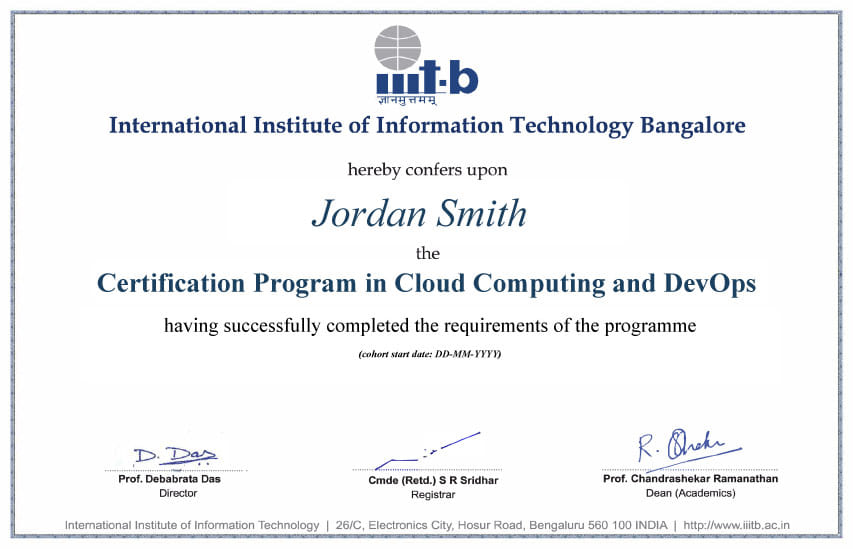 IIIT Bangalore Certificate