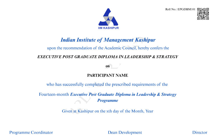 Illustrative certificate only