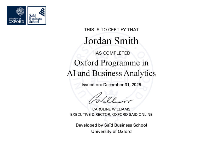 Illustrative certificate only