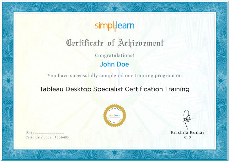 Tableau certificate