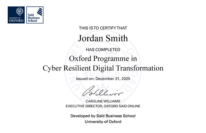 Illustrative certificate only