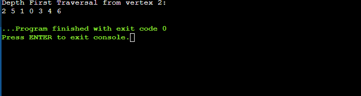 depth-first-search-code-output