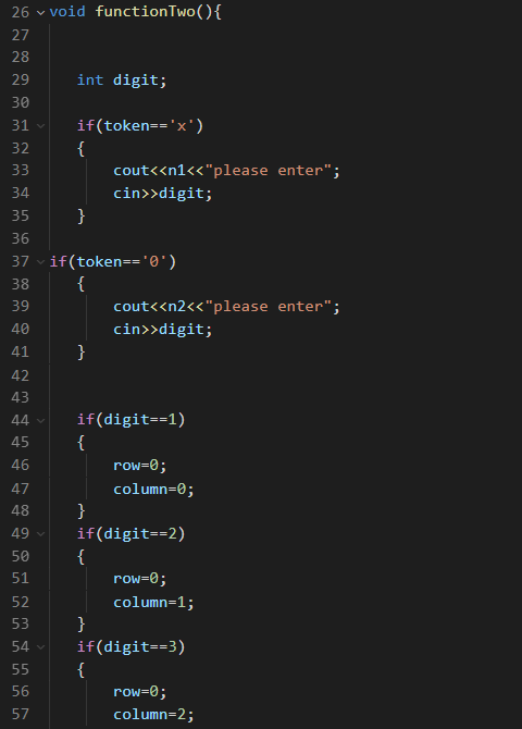 Figure no. 1. Simple Tic-Tac-Toe game (left), and the source code