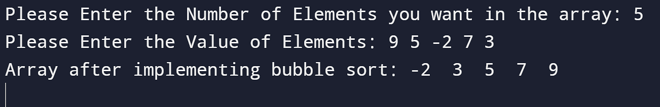 Bubble sort command line in C