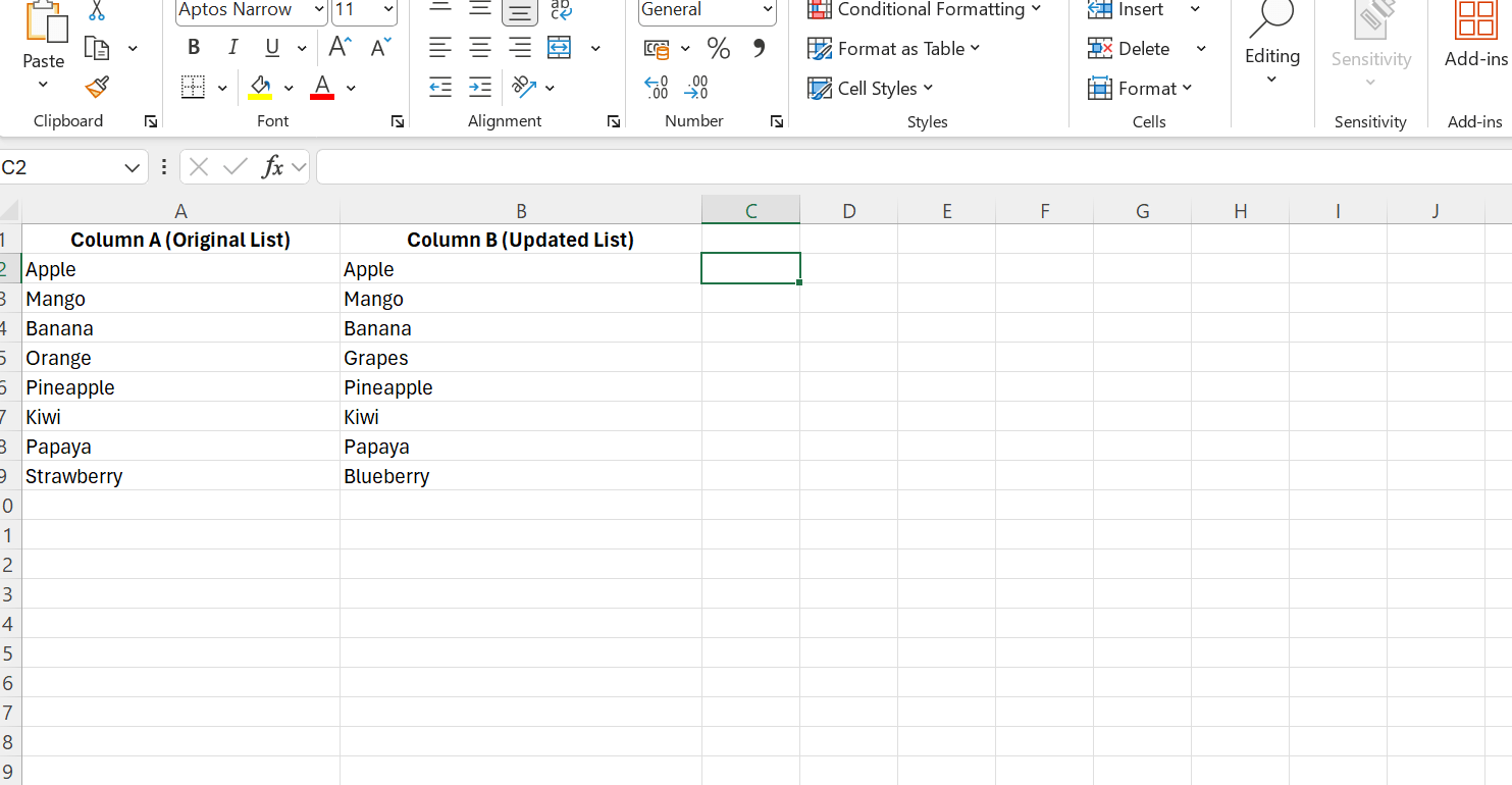 Column A and Column B