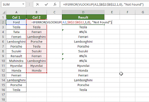 How to Compare Two Columns in Excel (for matches & differences)