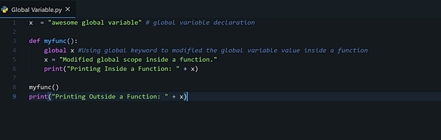 how to assign global variable in python function