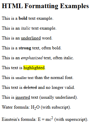 HTML Formatting Tags