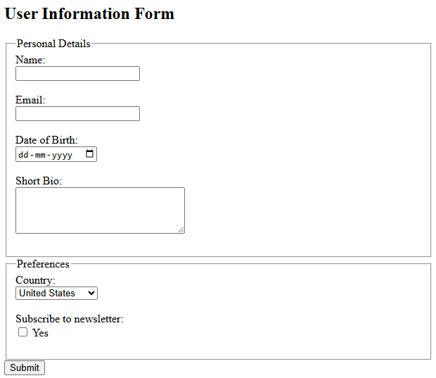 HTML Forms and Input Tags