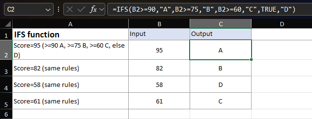 IFS Function in Excel
