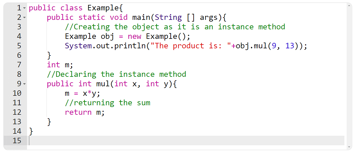 how to write the method in java