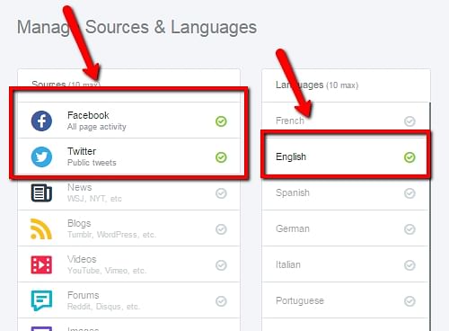Manage sources and languages
