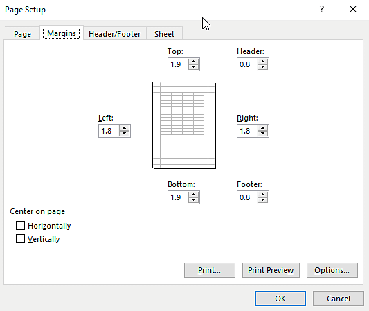 Excel-Page-Setup-Options-Margins