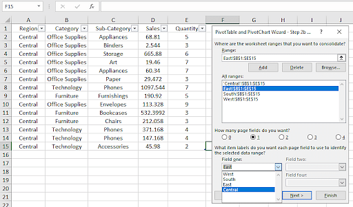 A Pivot Table From Multiple Sheets