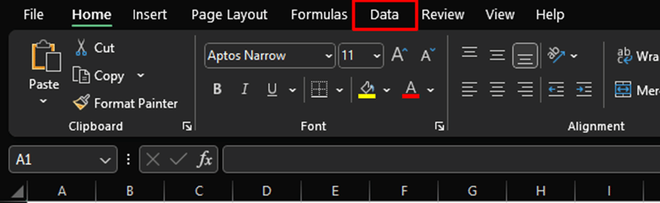 Select the Data Tab