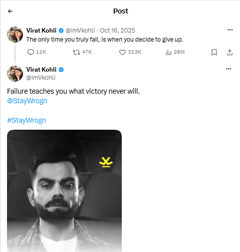 Virat Kohli Twitter Post