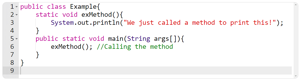 how to write a method java exMethod