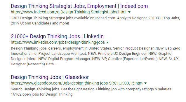 Google Search Results - Design Thinking Jobs