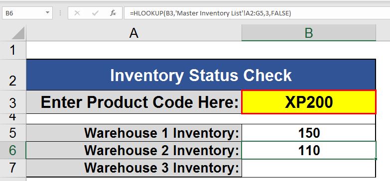 hlookup output