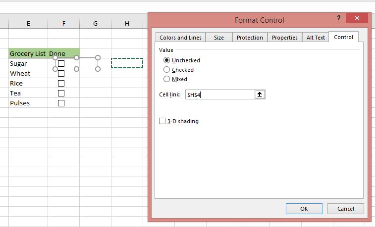 How to insert Check Box