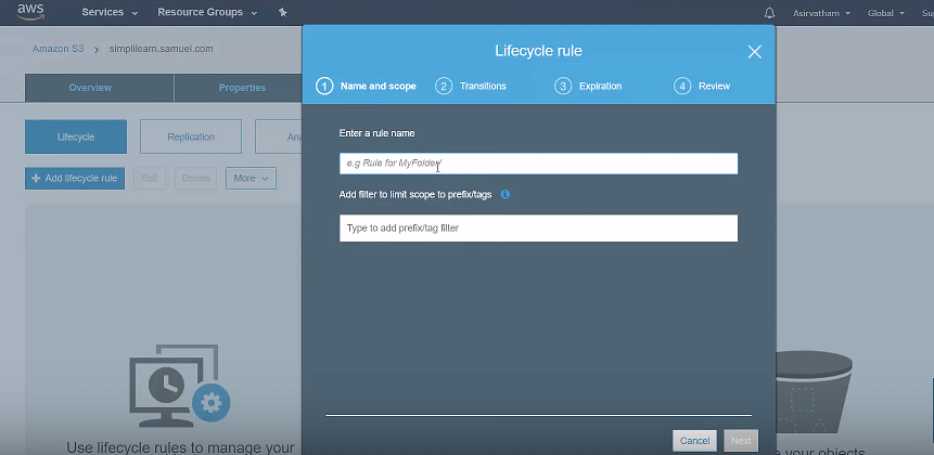 S3 Features - Add a rule name and scope