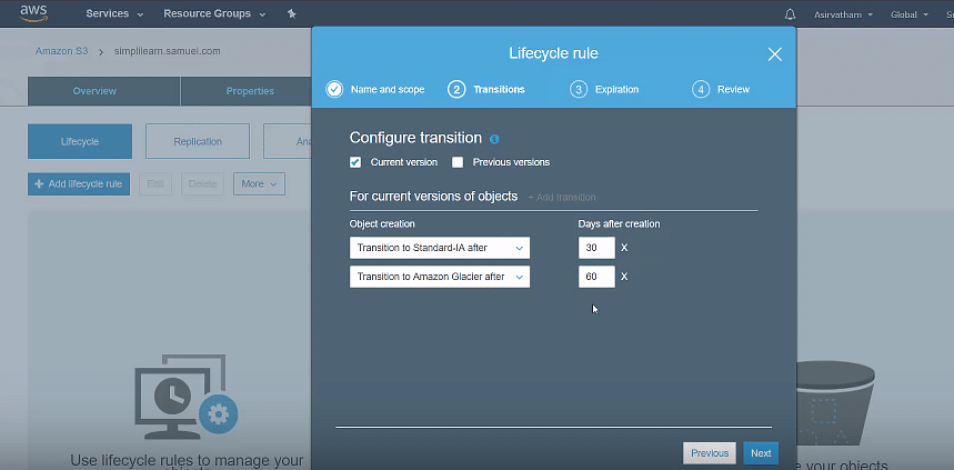 S3 Features - Configure transaction options