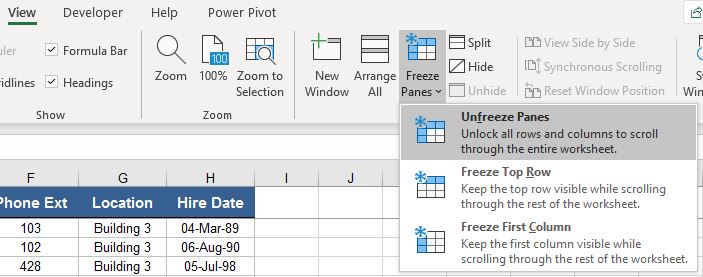 Panes In Excel With ||