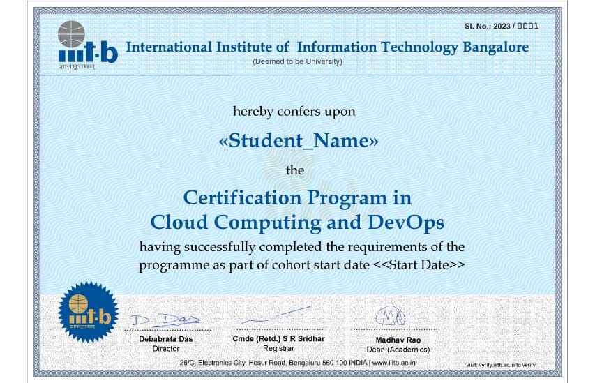 IIIT Bangalore Certificate