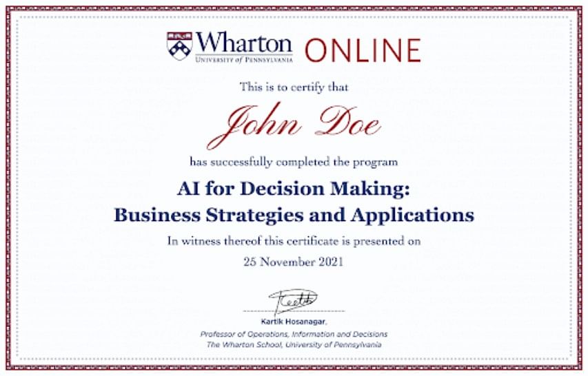 AI Program for Decision Making with Wharton Online