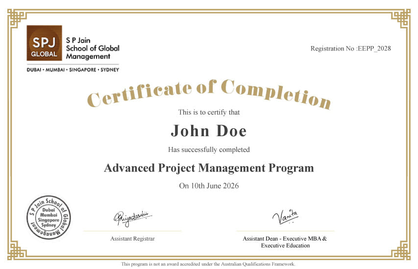 Illustrative certificate only
