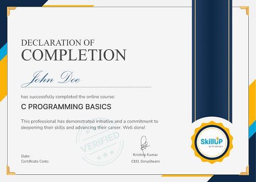 C Programming Certification Free Exam Online